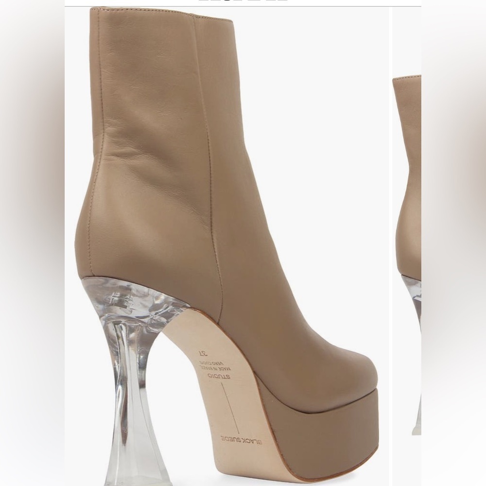 Black Suede Studio Ankle Boots Nude 5โ Heel Acrylic EU 38 / US 8 /1.5โ Platform - Picture 4 of 13